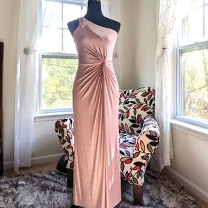 Adrianna Papell Women's One Shoulder Metallic Event/ Bridesmaid Dress  SIZE 2